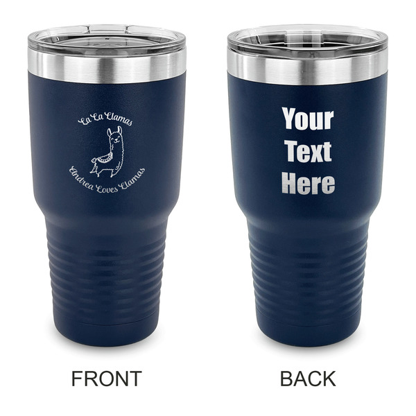 Custom Llamas 30 oz Stainless Steel Tumbler - Navy - Double Sided (Personalized)