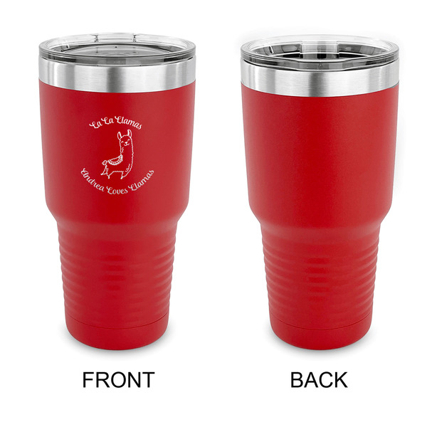 Llamas 30 oz Stainless Steel Ringneck Tumblers - Red - Single Sided - APPROVAL
