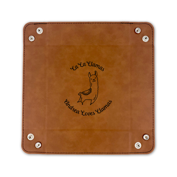 Llamas 6" x 6" Leatherette Snap Up Tray - FLAT FRONT