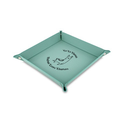 Llamas 6" x 6" Teal Faux Leather Valet Tray (Personalized)