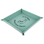 Llamas 9" x 9" Teal Faux Leather Valet Tray (Personalized)