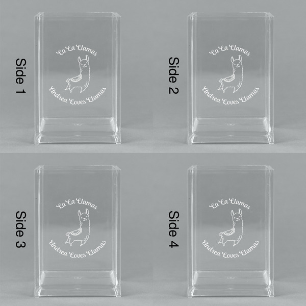 Llamas Acrylic Pen Holder - All Sides