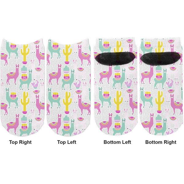 Llamas Adult Ankle Socks - Double Pair - Front and Back - Apvl