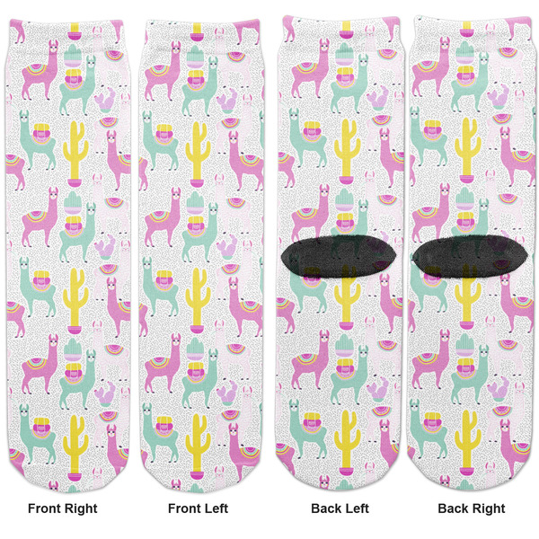 Llamas Adult Crew Socks - Double Pair - Front and Back - Apvl