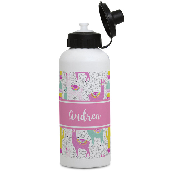 Custom Llamas Water Bottles - Aluminum - 20 oz - White (Personalized)