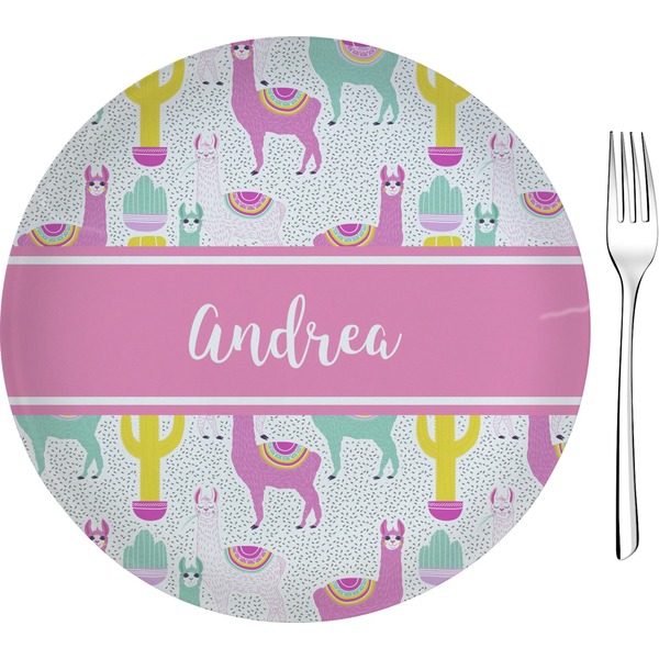 Custom Llamas 8" Glass Appetizer / Dessert Plates - Single or Set (Personalized)