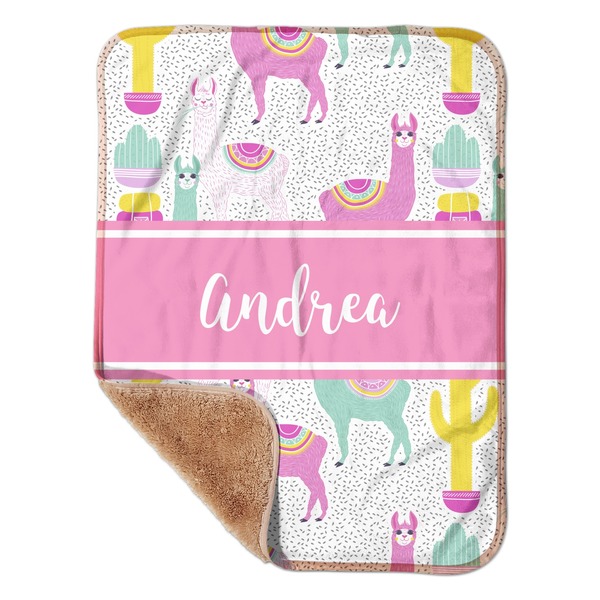 Custom Llamas Sherpa Baby Blanket - 30" x 40" w/ Name or Text