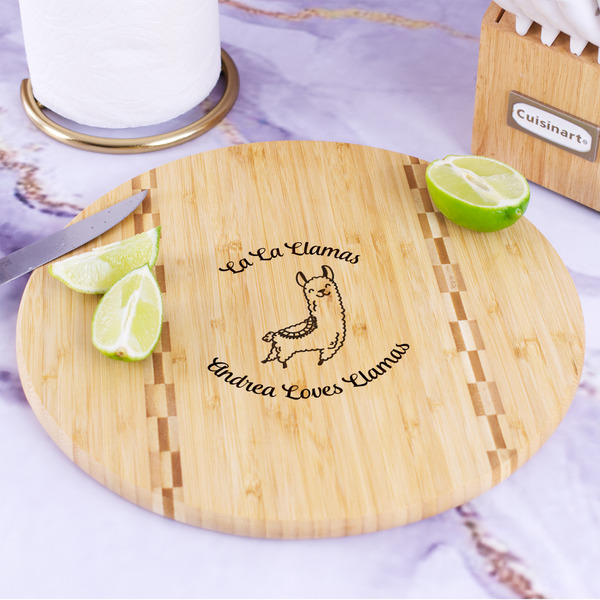 Llamas Bamboo Cutting Board - In Context