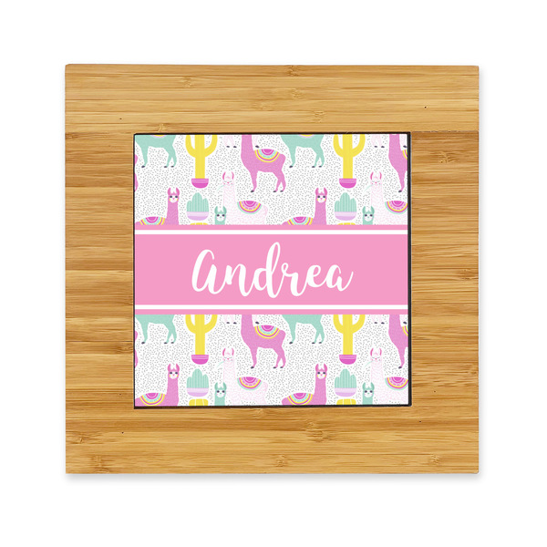 Custom Llamas Bamboo Trivet with Ceramic Tile Insert (Personalized)