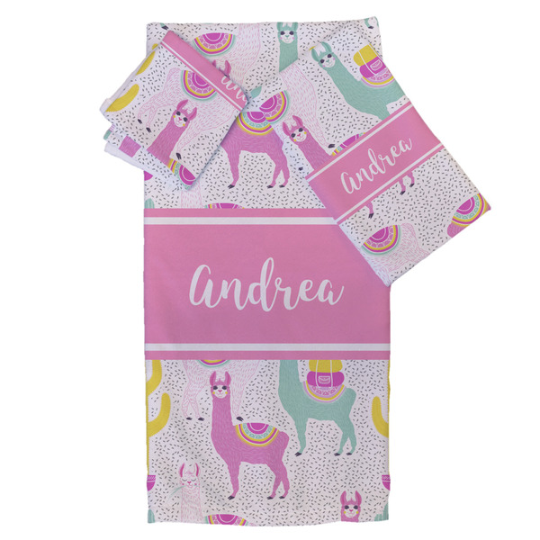 Custom Llamas Bath Towel Set - 3 Pcs (Personalized)