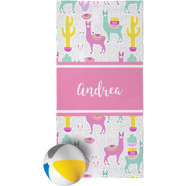 Custom Llamas Beach Towel (Personalized)