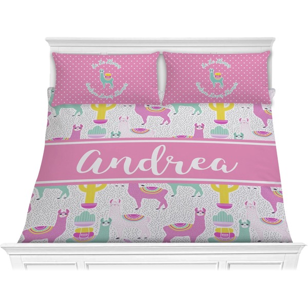 Custom Llamas Comforter Set - King (Personalized)