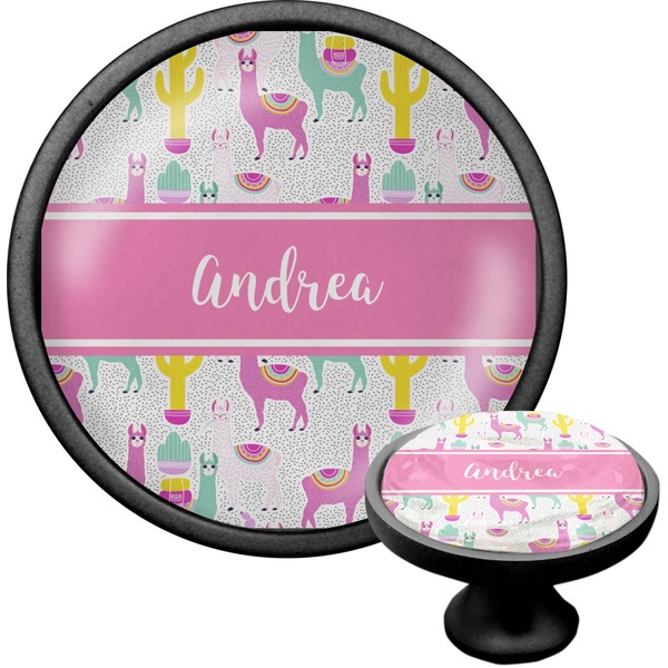 Custom Llamas Cabinet Knob (Black) (Personalized)