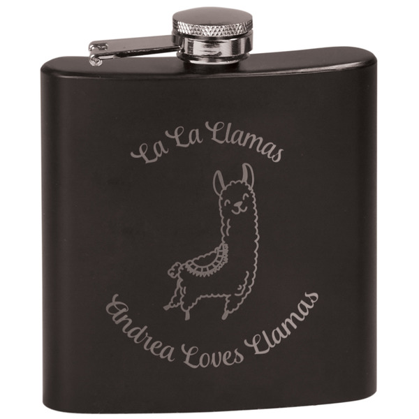 Custom Llamas Black Flask Set (Personalized)