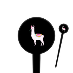 Llamas 4" Round Plastic Food Picks - Black - Single Sided