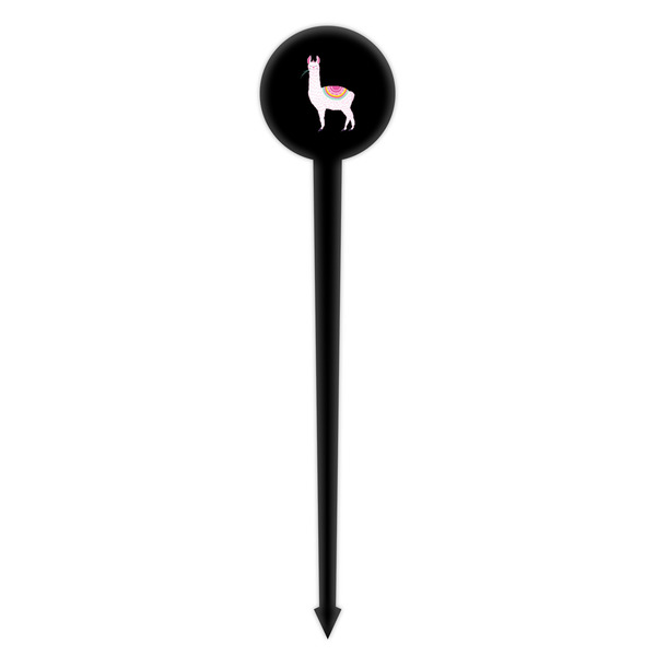 Llamas Black Plastic 4" Food Pick - Round - Single Pick