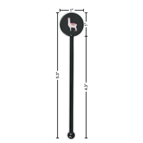 Llamas Black Plastic 5.5" Stir Stick - Round - Dimensions