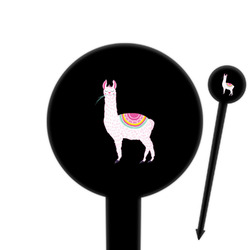 Llamas 6" Round Plastic Food Picks - Black - Single Sided