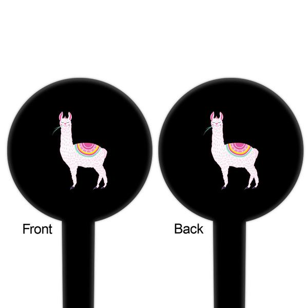 Llamas Black Plastic 6" Food Pick - Round - Double Sided - Front & Back