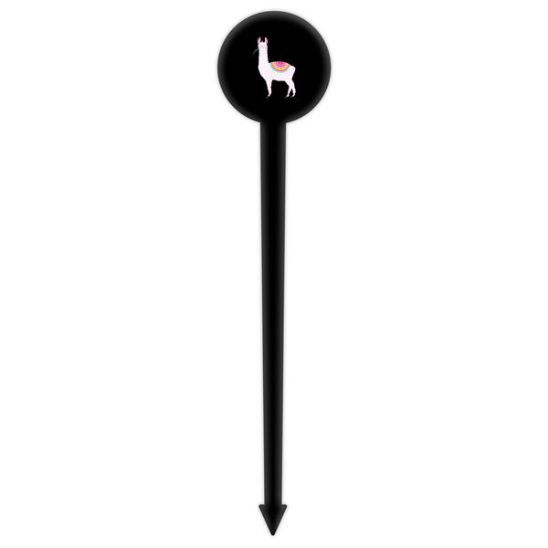 Llamas Black Plastic 6" Food Pick - Round - Single Pick