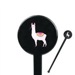 Llamas 7" Round Plastic Stir Sticks - Black - Single Sided