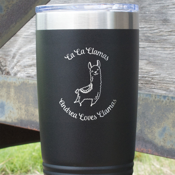 Llamas Black Polar Camel Tumbler - 20oz - Close Up