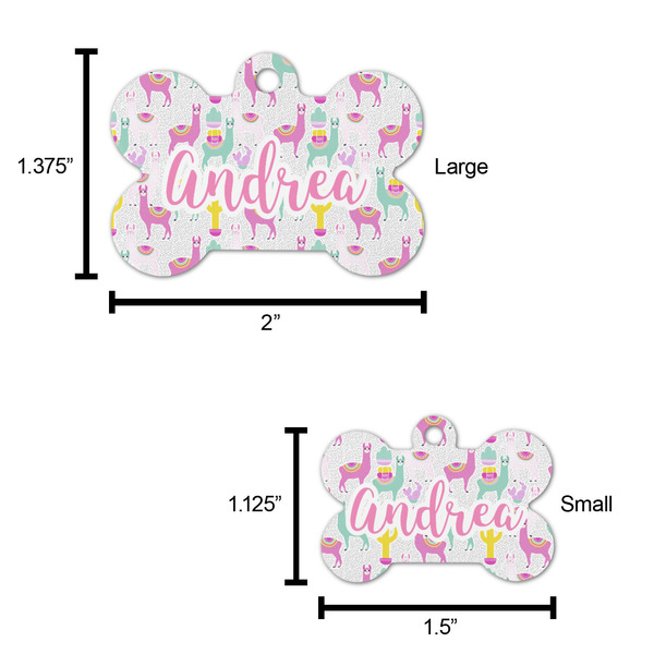 Llamas Bone Shaped Dog ID Tag - Large - Scale