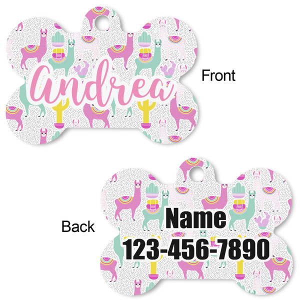 Llamas Bone Shaped Dog Tag - Front & Back