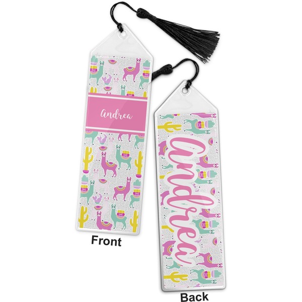 Llamas Bookmark with tassel - Front and Back