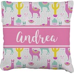 Llamas Faux-Linen Throw Pillow 18" (Personalized)
