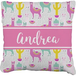 Llamas Faux-Linen Throw Pillow 18" (Personalized)