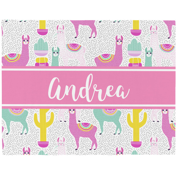 Custom Llamas Woven Fabric Placemat - Twill w/ Name or Text