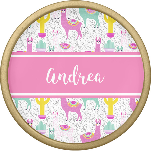 Llamas Cabinet Knob - Gold - Front