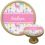 Llamas Cabinet Knob - Gold (Personalized)