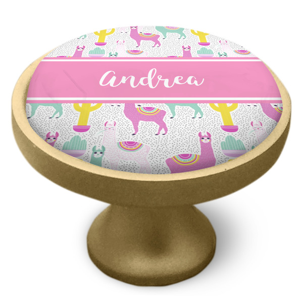 Llamas Cabinet Knob - Gold - Side