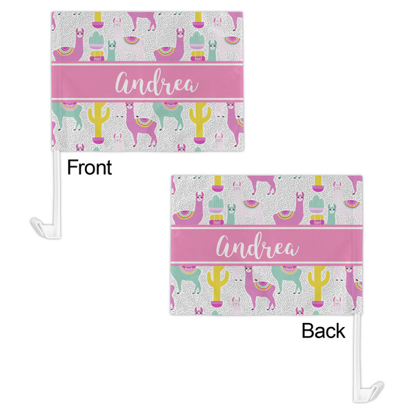 Llamas Car Flag - 11" x 8" - Front & Back View