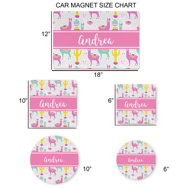 Llamas Car Magnets - SIZE CHART