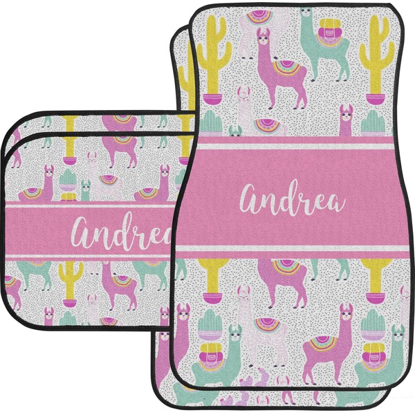Custom Llamas Car Floor Mats Set - 2 Front & 2 Back (Personalized)