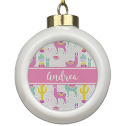 Llamas Ceramic Ball Ornament (Personalized)