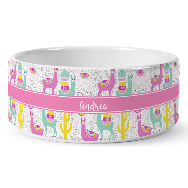 Llamas Ceramic Dog Bowl - Medium - Front