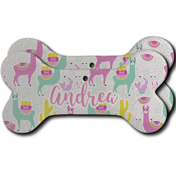 Custom Llamas Ceramic Dog Ornament - Front & Back w/ Name or Text