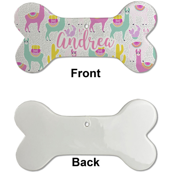 Llamas Ceramic Flat Ornament - Bone Front & Back Single Print (APPROVAL)