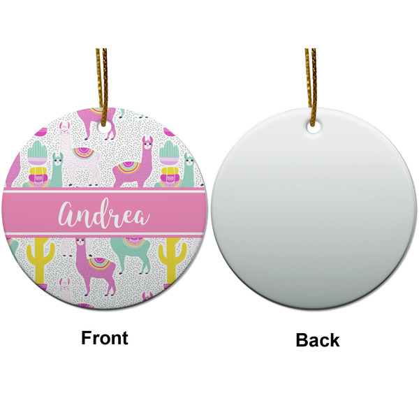 Llamas Ceramic Flat Ornament - Circle Front & Back (APPROVAL)