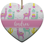 Llamas Heart Ceramic Ornament w/ Name or Text
