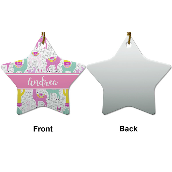 Llamas Ceramic Flat Ornament - Star Front & Back (APPROVAL)