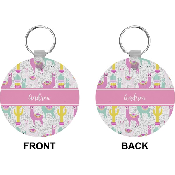 Llamas Circle Keychain (Front + Back)