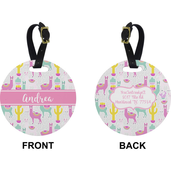 Llamas Circle Luggage Tag (Front + Back)