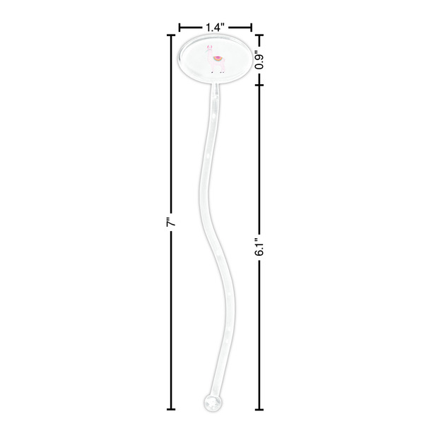 Llamas Clear Plastic 7" Stir Stick - Oval - Dimensions