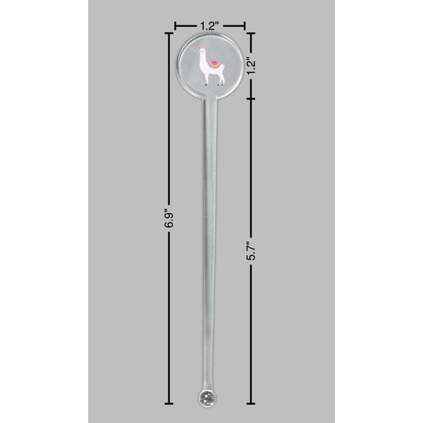 Llamas Clear Plastic 7" Stir Stick - Round - Dimensions