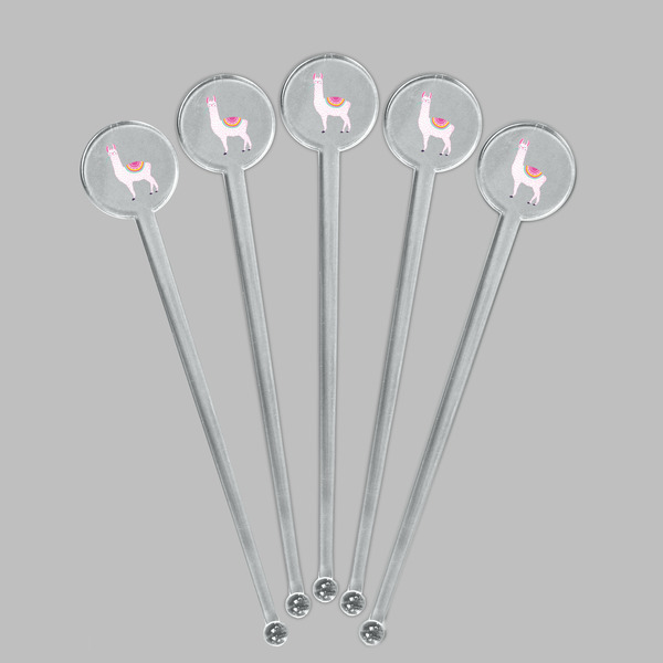 Llamas Clear Plastic 7" Stir Stick - Round - Fan View